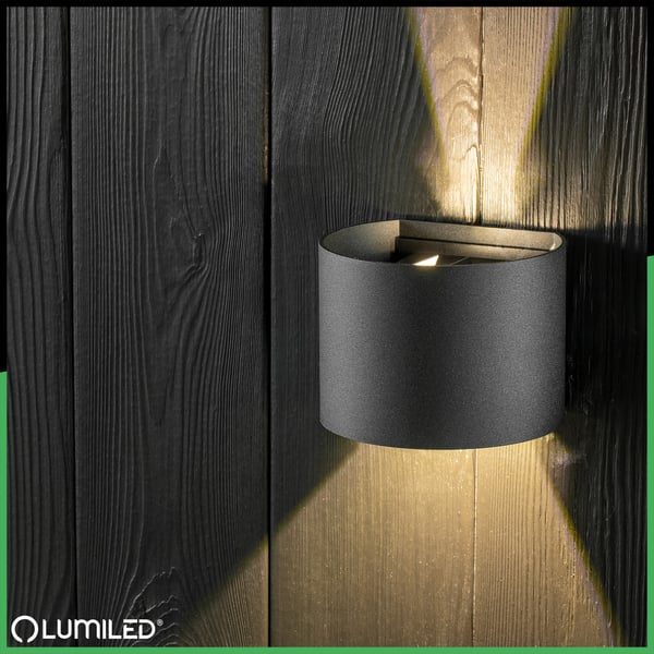 Vägglampa för utomhus LED 2x3W 4000K justerbar upp och ner svart PINUS LUMILED