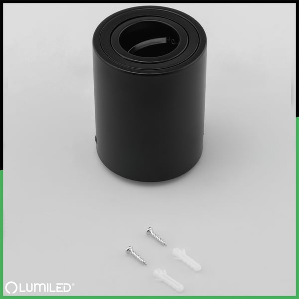 Väggmonterad halogenspot i rörlig tub LUNDO GU10 LUMILED rund svart 80mm