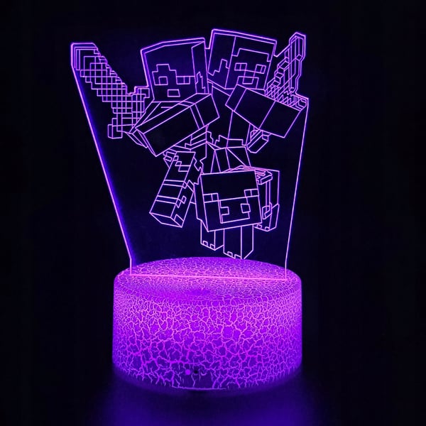 Pöytäyövalaisin lapsille Minecraft Creeper 16 LED 3D + kaukosäädin