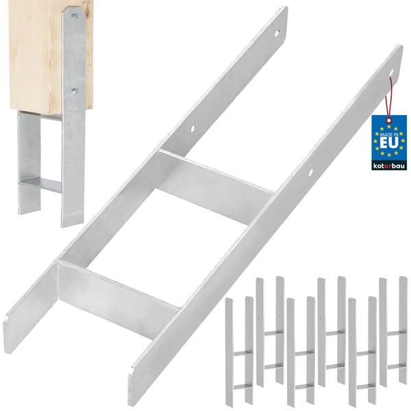 KOTARBAU® H-søjlefod til vægmontering, konsol, galvaniseret stålankre, 150 mm, 6-pak