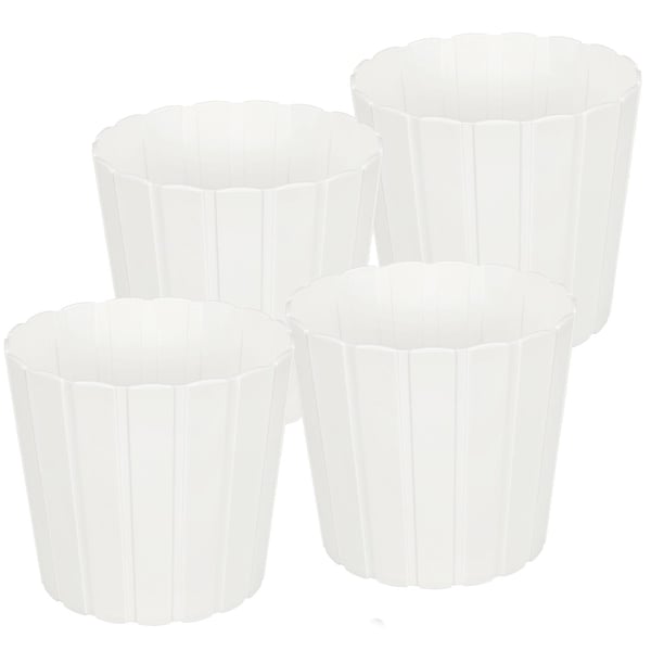 Muovinen kukkaruukku kukille ja yrteille parvekkeelle tai terassille, valkoinen, 20 cm, 4 kpl.