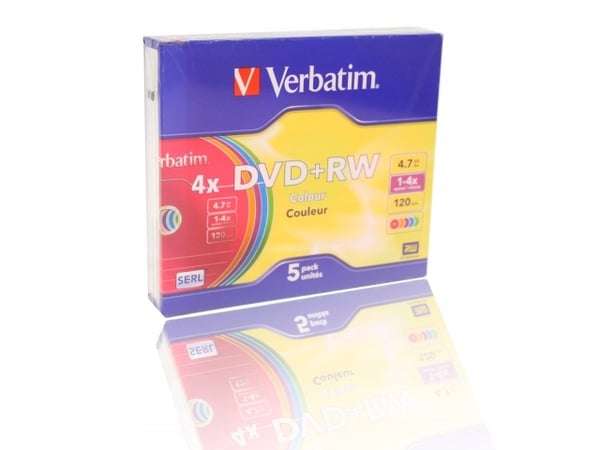 Verbatim 4x 4,7 GB (Slim 5) DVD+RW-skivor i färg