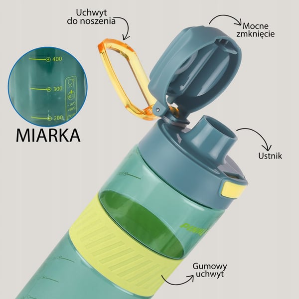 Pinnacle PHY-B-1001 650 ml urheilujuomapullo kahvalla, sininen