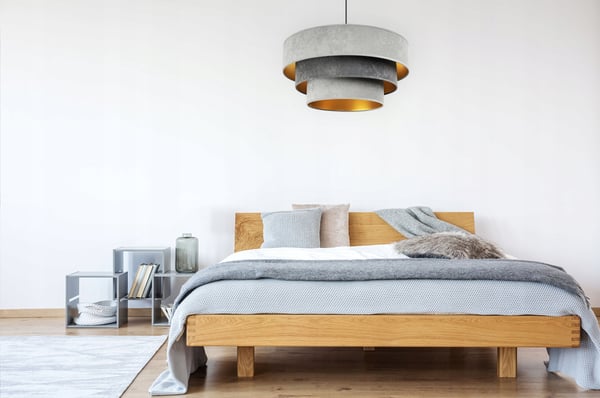 HÆNGENDE LAMPE LOFTSKRONE GYLDEN FLØJLSSKÆRM