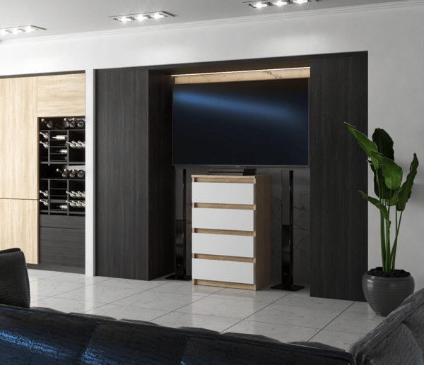 Kommode 60 CM 4S Sonoma Eg Hvid TV-skab Stuemøbel