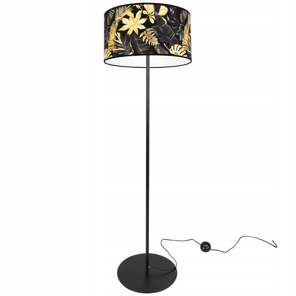ELEGANT GULVLAMPE, GYLDEN BLOMSTER LAMPESKÆRM, LED