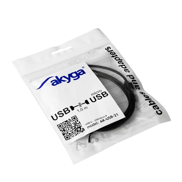 Akyga AK-USB-21 USB 2.0-kabel USB A(hane) - micro-USB B(hane) 1m svart