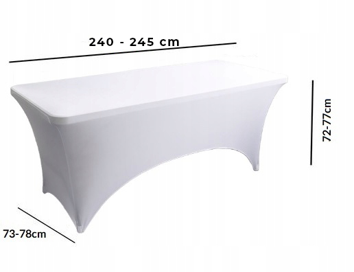 Elastinen pöytäliina tarjoilupöytään 240 cm valkoinen