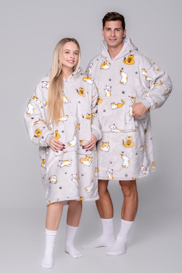 BLANKET collegepaita Ylisuuri lämmin Paksu peitto collegepaita 2in1 XXL kissakuvioinen karvainen [KB-W10]