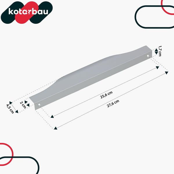 KOTARBAU Moderna møbelgreb i aluminium med sølvkant 256/276 mm sæt á 6 stk
