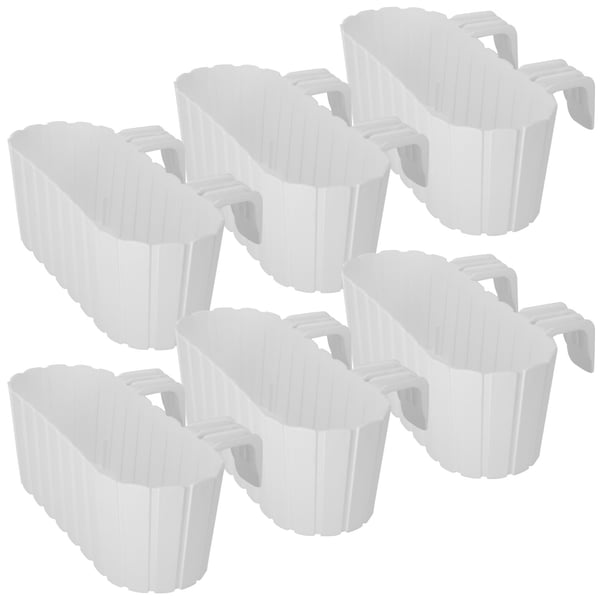 KOTARBAU® Balkonglåda blomkruka för räcke oval rustik vit 400 mm 6-pack