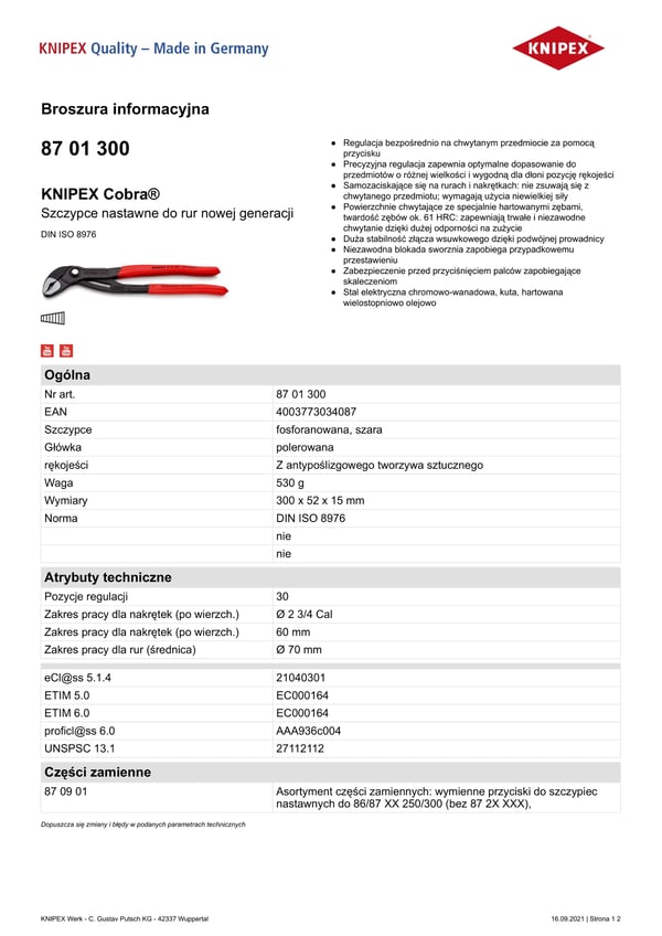 COBRA-PUTKIPIHDIT 300 MM - KN 87 01 300