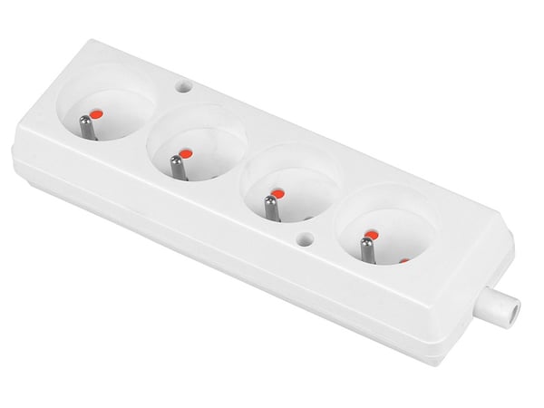 Nelipisteinen irrotettava pistorasia 16A 250V, valkoinen johdolla - VT-302-0041