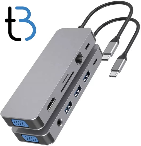 Hub USB-C HDMI 4k VGA PD 100W LAN Gigabit Jack