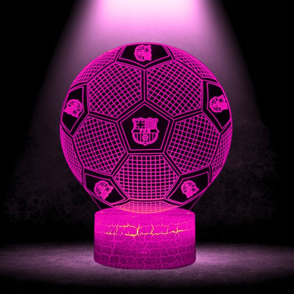 Nattbordslampa för barn FC Barcelonas fotbollsvapensköld 16 LED 3D + fjärrkontroll