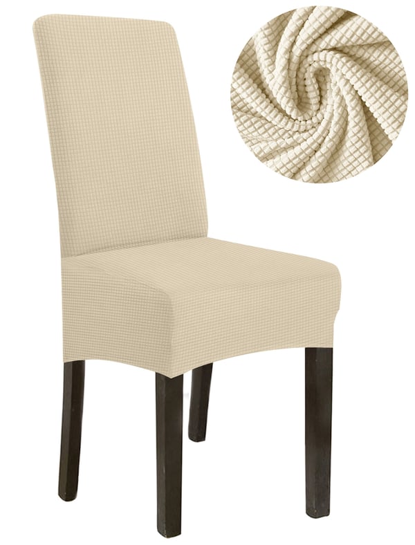 KLÆDSEL stol TJOCK JACQUARD CRÈME størrelse L stor høj ryglæn 70cm