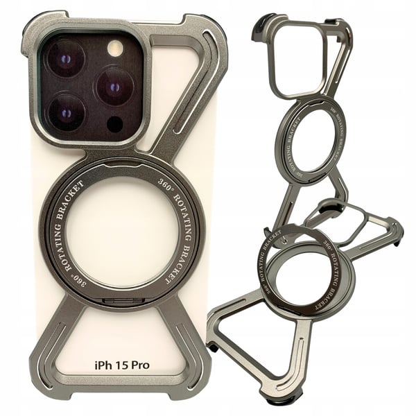 iPhone 15 Pro Magsafe panssarikehikko metallia titaania 360 astetta iPhone 15 Pro Magsafe panssarikehikko metallia titaania 360 astetta
