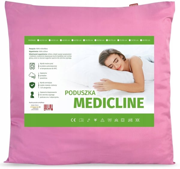 Pude 70x80 cm antiallergisk mikrofiber pink silikone
