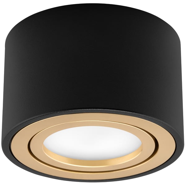 Overflademonteret HALOGEN Spot Tube Bevægelig Rund Sort og Guld 50mm AMAT-S LUMILED