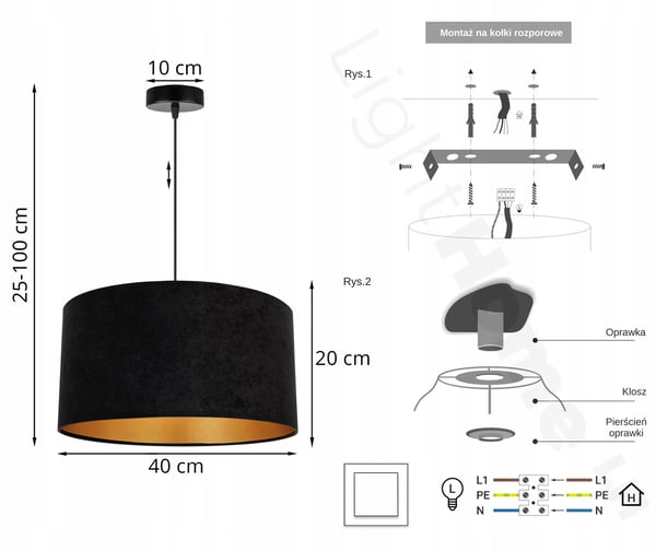 HÆNGENDE LAMPE LOFTSKRONE GYLDEN FLØJLSSKÆRM