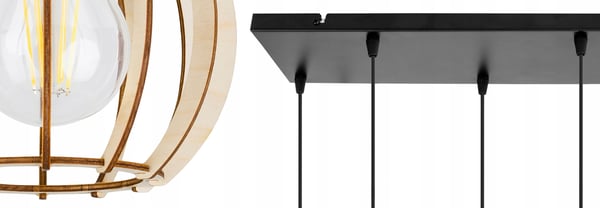 Hængende lampe, loftslysekrone, træ, LED lampeskærm