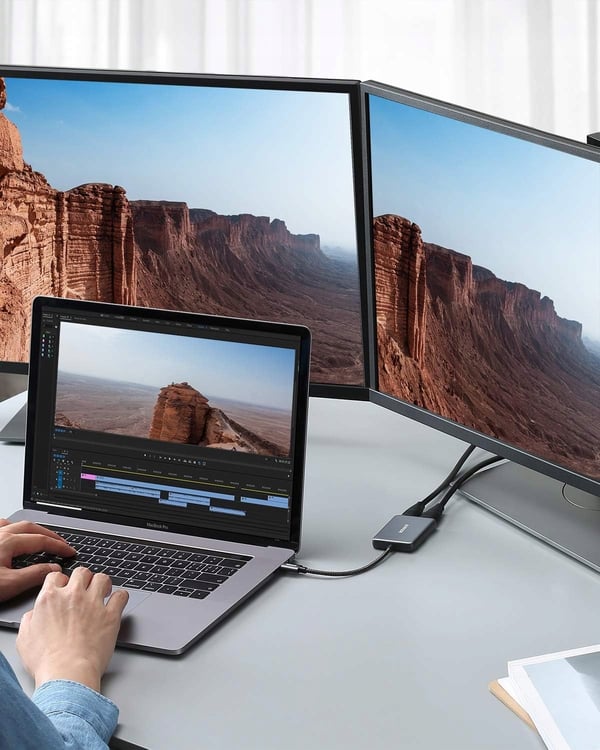 USB C HDMI USB PD HUB ADAPTER SPLIT 1 STIK -> 2 SKÆRME