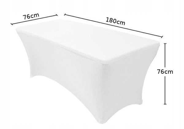 Dukdæksel til banquettbord hvidt elastisk 180x76 cm