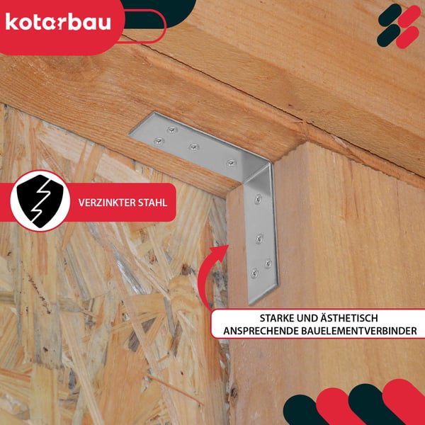 Kotarbau® Kirvesmiehen kulmaliitin ruostumatonta terästä sinkittyä 60 x 60 x 20 mm 50 kpl:n sarja