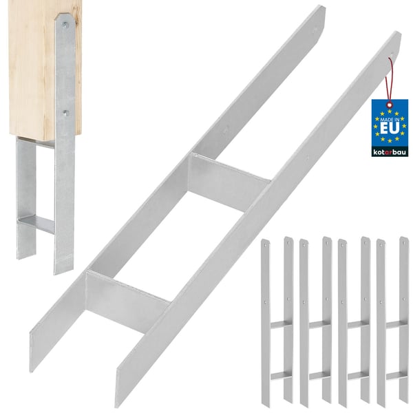 KOTARBAU H-stolpesokkel til vægmontering, galvaniseret stålankær 90 mm, 4-pak