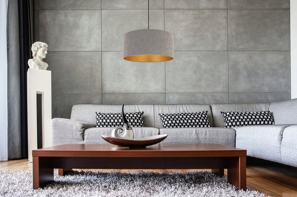 HÆNGENDE LAMPE LOFTSKRONE GYLDEN FLØJLSSKÆRM