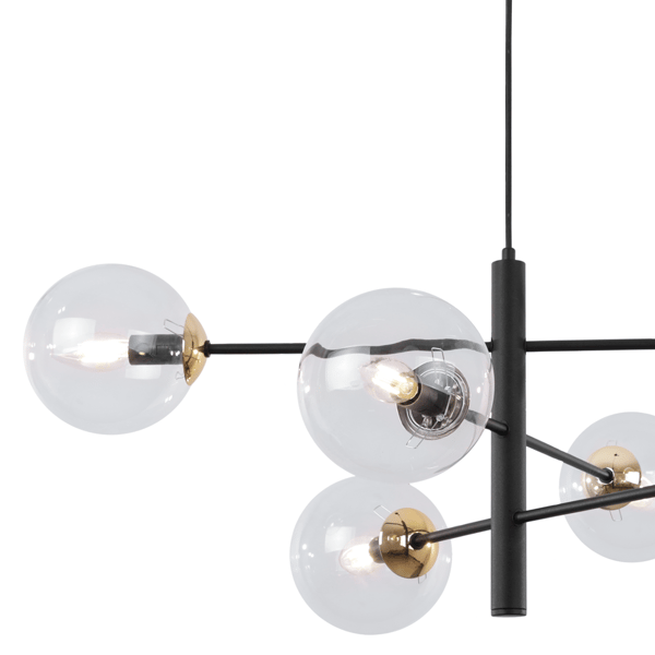VICENZA SORT OG GULD HÆNGELAMPE 6 FLAD KLAR LAMPE E14