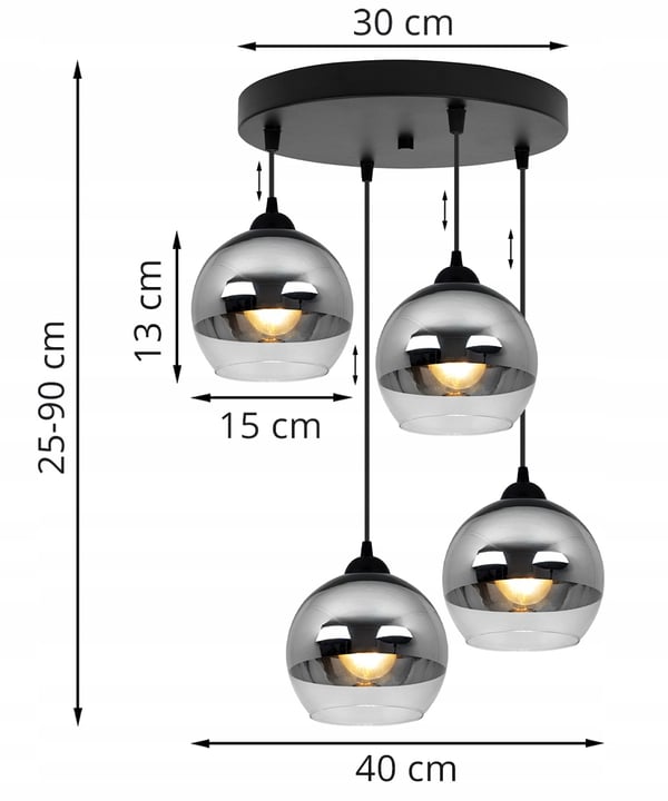 ELEGANT HÆNGELAMPE, GLASLAMPE, KROM LED