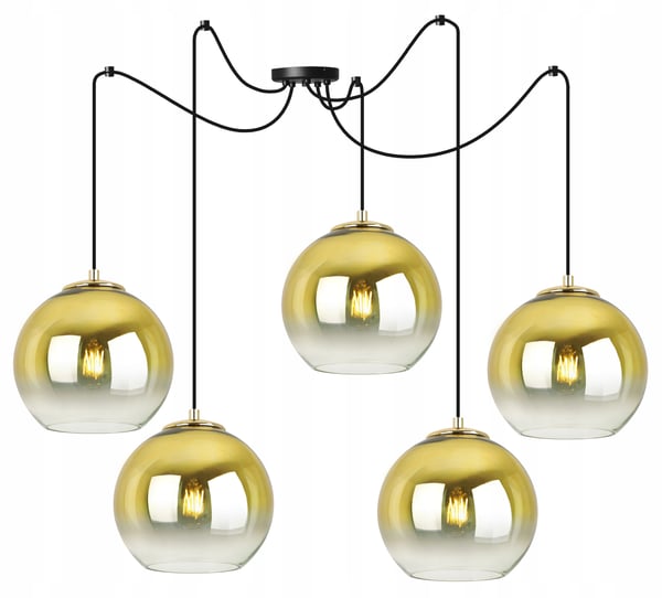 HÆNGELAMPE, LOFTKRONE, GYLDEN LAMPESKÆRM, 20 CM