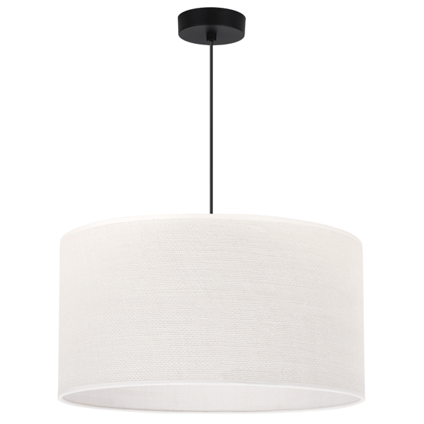 HÆNGELAMPE SORT JUTE 1 FLAD HVID LAMPESKÆRM 45CM E27