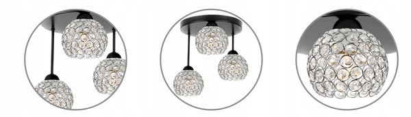 Kromhængende lampe med LED-krystal til loftet