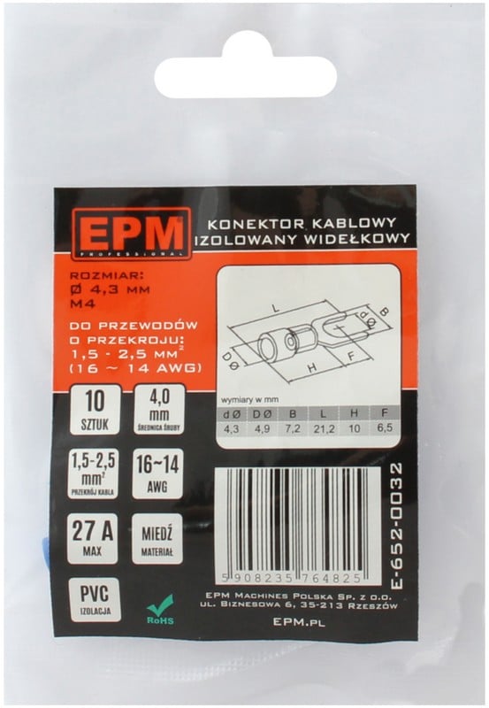 ISOLERET GAFFELTERMINAL 1,5-2,5MM 2/4MM 10 STK - E-652-0032