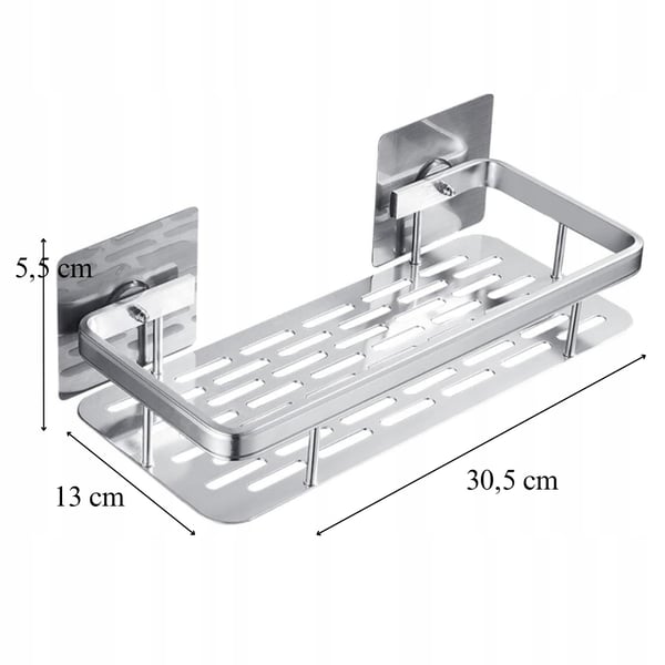 2 metallista itseliimautuvaa hopeanväristä loft-kylpyhuoneen hyllyä [P1-SR]