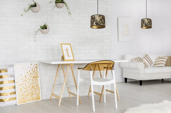 HÆNGELAMPE, LOFTKRONE, LAMPESKÆRM, GULDMØNSTER