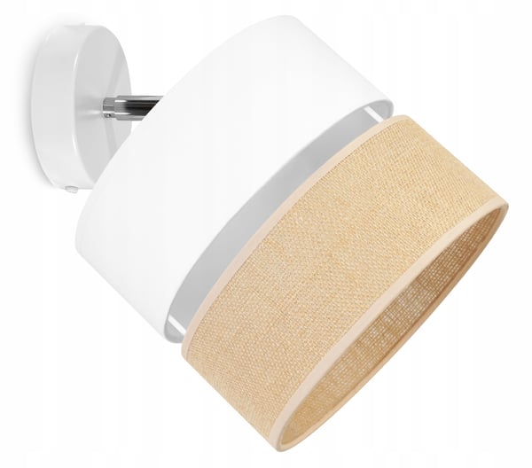 LOFTSLAMPE, VÆGLAMPE, JUTESKÆRM, 20 CM, HVID