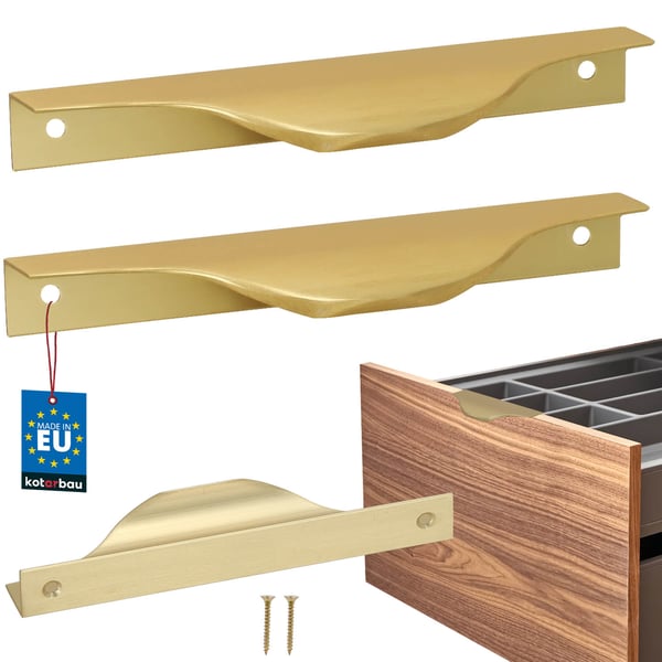 KOTARBAU Modern Edge møbelgreb aluminium mat guld 128/148 mm sæt 2 stk