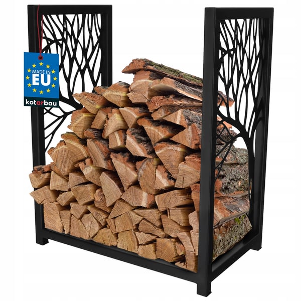 KOTARBAU® vedställ för eldstad stål dekorativt svart 50 x 30 x 60 cm