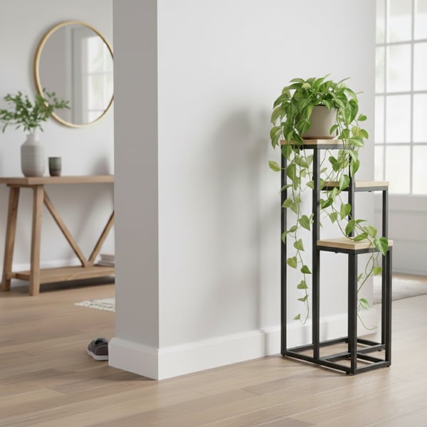 Metal stående blomsterstativ til blomster og planter, 3-etagers hylde, loft 68