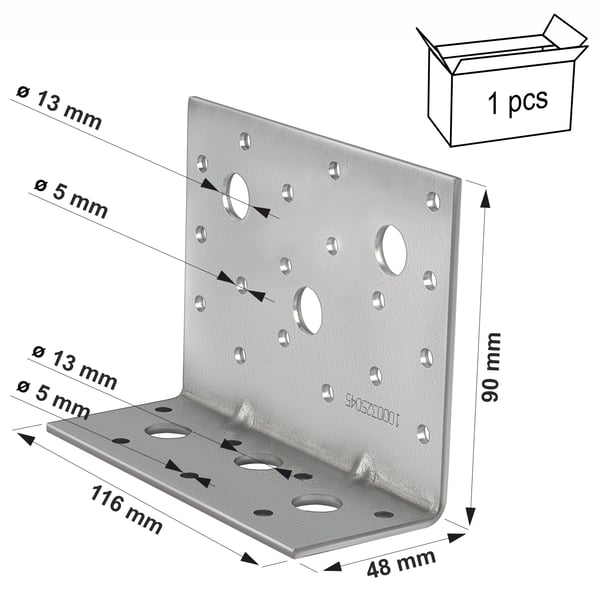 AE116 vinkelkontakt 90x48x116x3mm