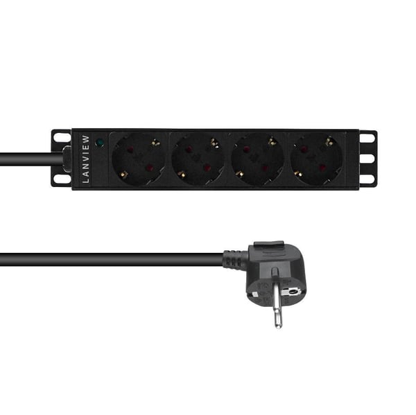 Lanview jatkojohto, 4 Schuko-pistorasiaa, 10'', 2m kaapeli, 3G1.5mm2, merkkivalo, LVR-2MSCH-LIC-SCH4 Lanview jatkojohto, 4 Schuko-pistorasiaa, 10'', 2m kaapeli, 3G1.5mm2, merkkivalo, LVR-2MSCH-LIC-SCH4