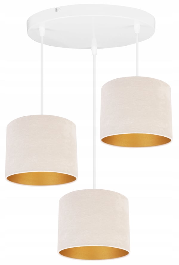 ELEGANT HÆNGELAMPE, GYLDEN LOFTSLAMPE, FLØJLSSKÆRM