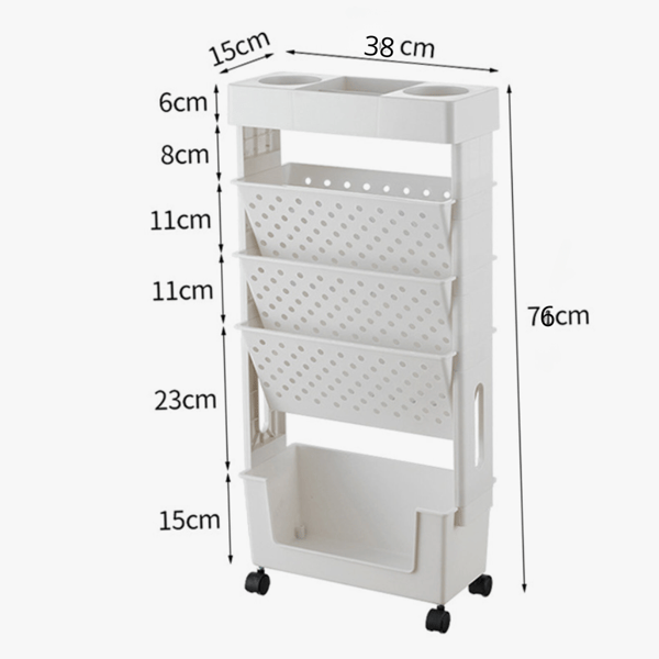 Mobil hylde på hjul, bogreol, badeværelsesskab, organizer, trolley