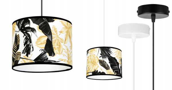 Lofthængende lampe, lampeskærm, gyldne blomster, LED