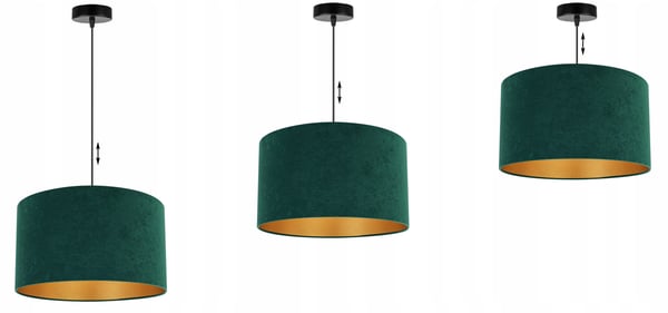 HÆNGENDE LAMPE LOFTSKRONE GYLDEN FLØJLSSKÆRM