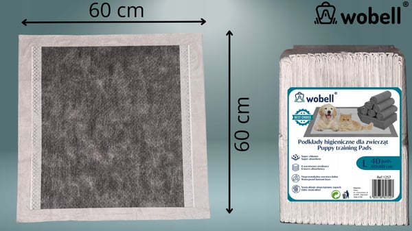 Absorberande hygieniska engångsmattor för hundkiss 60x60 cm 40 st