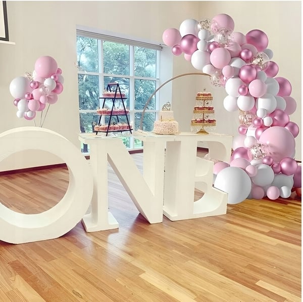 Girlandballoner til piger, babyshower, fødseldag, dåb, rosa, 107 stk